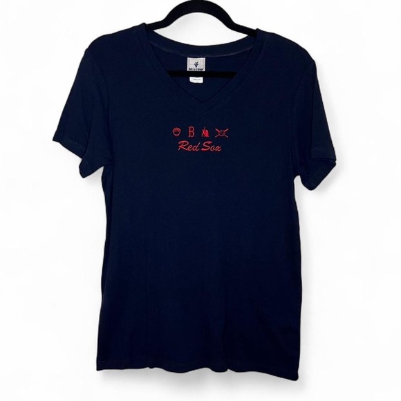 Soft As A Grape Boston Red Sox Navy V-Neck Tee Shirt Size Large - Picture 1 of 4